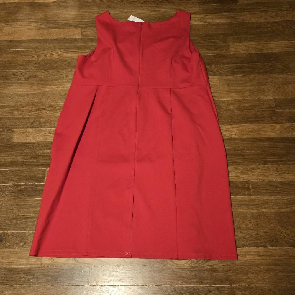 LOFT Plus Red Scalloped Neck Dress 22 | NWT - Picture 5 of 8